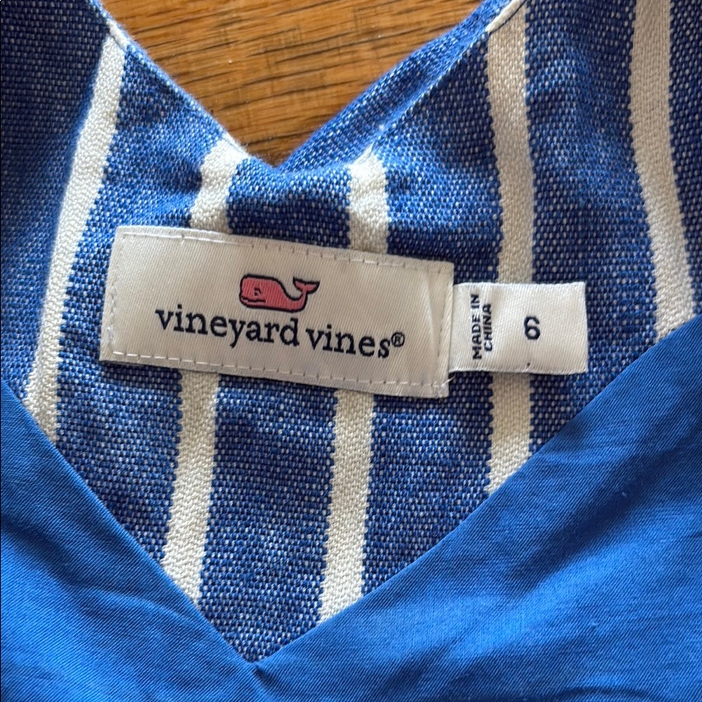 Vineyard Vines Blue and White Fit and Flare Mini Dress Size 6 - Picture 5 of 7
